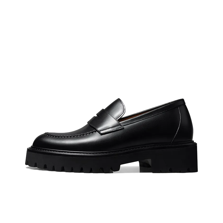 Zuti Модный Универсальный Повседневный Кожаный Лофер 7,5 см Мужской Черный