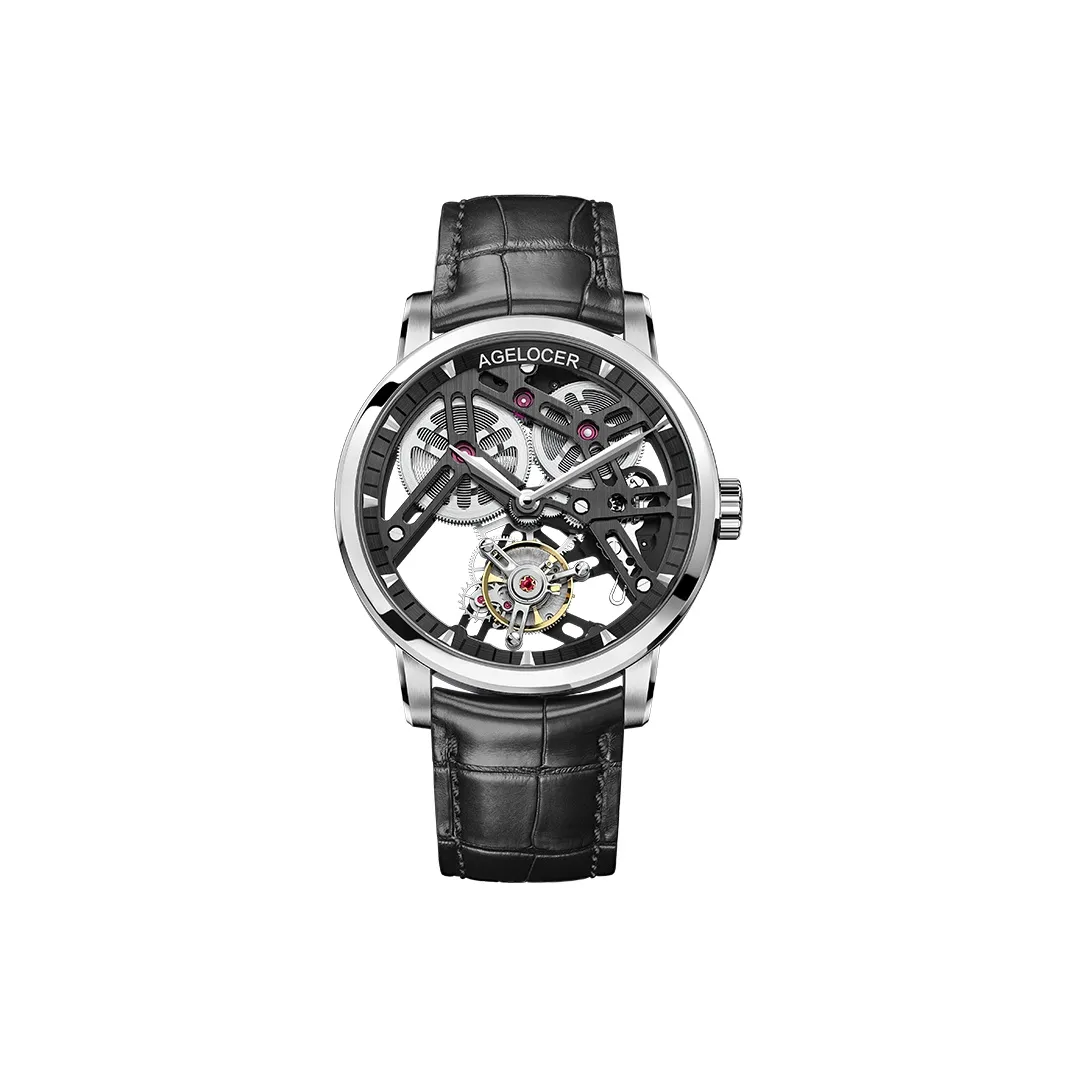 AGELOCER Manual Mechanical Movement Watch Men's Watches Cut-Out Dial