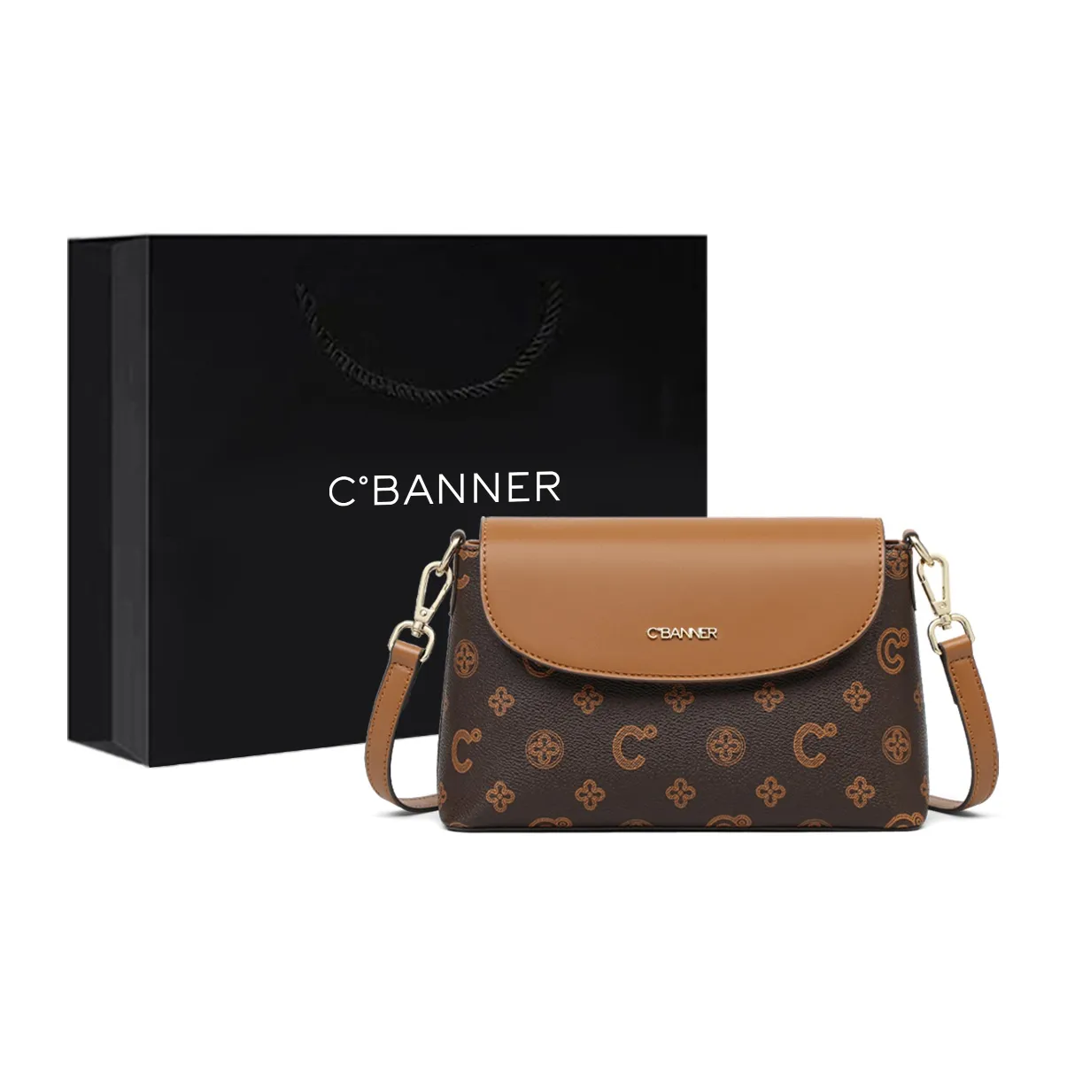 C°BANNER Synthetic Leather Shoulder Bag, Crossbody Bag Regular Women's Coffee