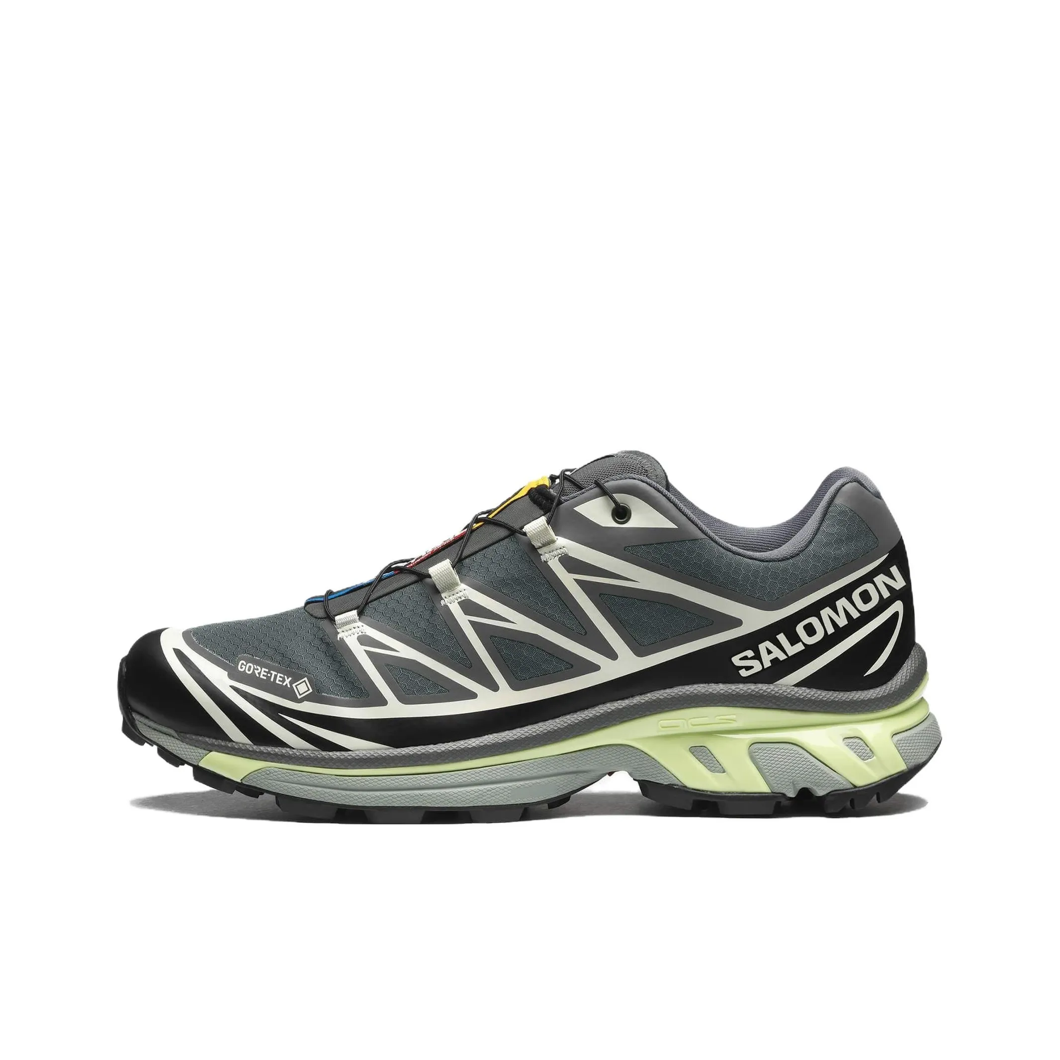 SALOMON XT 6 Waterproof Low Top Running Shoes Unisex Urban Gray Black Lime Cream