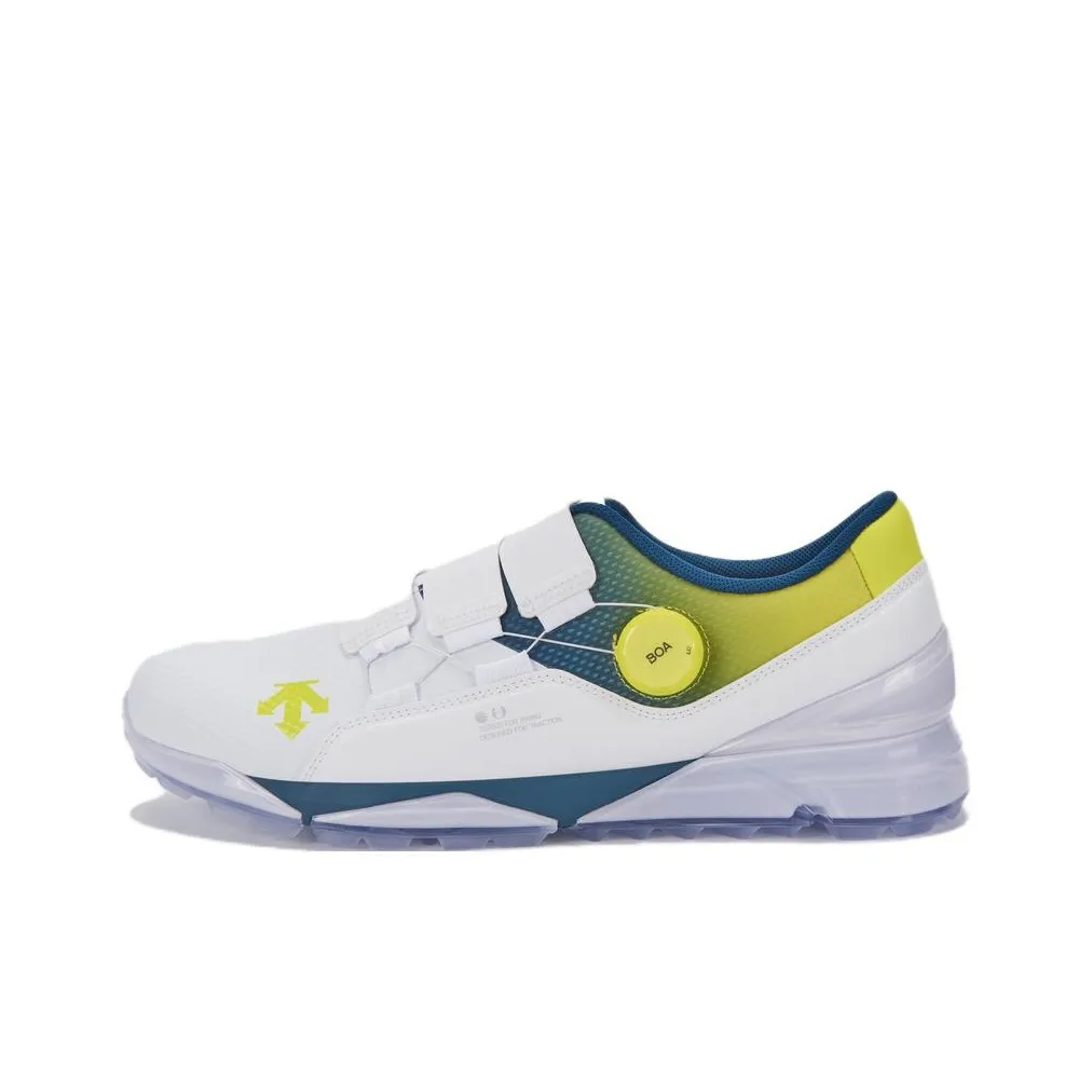 DESCENTE GOLF Non-slip Lightweight Low-Top Golf Shoes Wide Men's White Yellow Blue