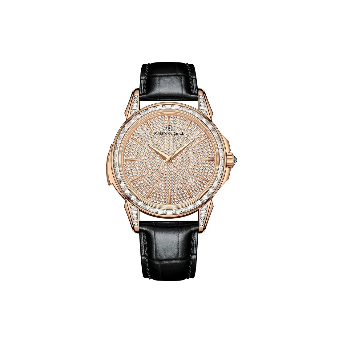 McElo Helios Series Apollo Automatic Mechanical Movement Genuine Leather Strap Watch Men's Watches Gold Dial