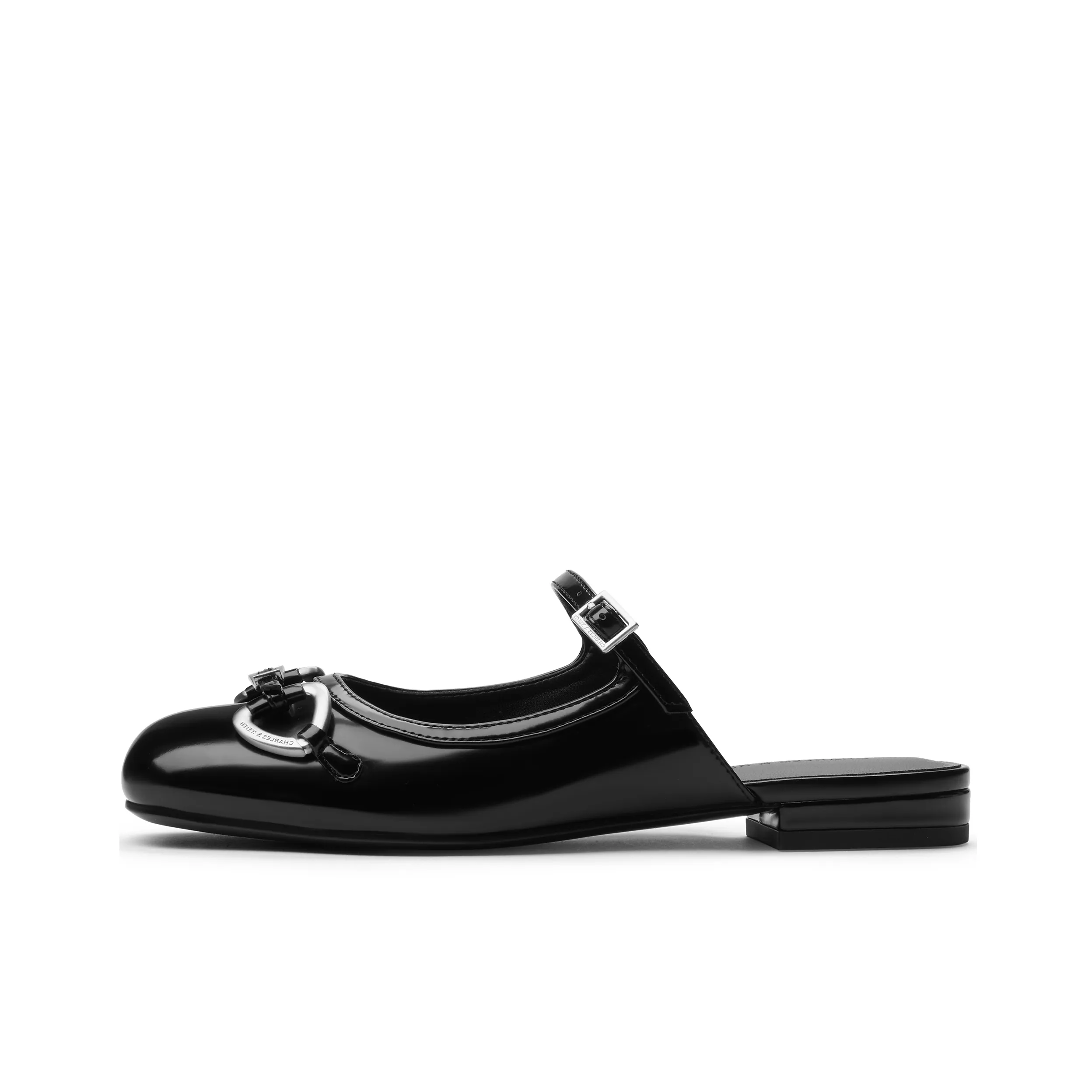 CHARLES&KEITH Composite Sole Closed Toe Slippers 2.2cm Women's Light Grey/Black Box