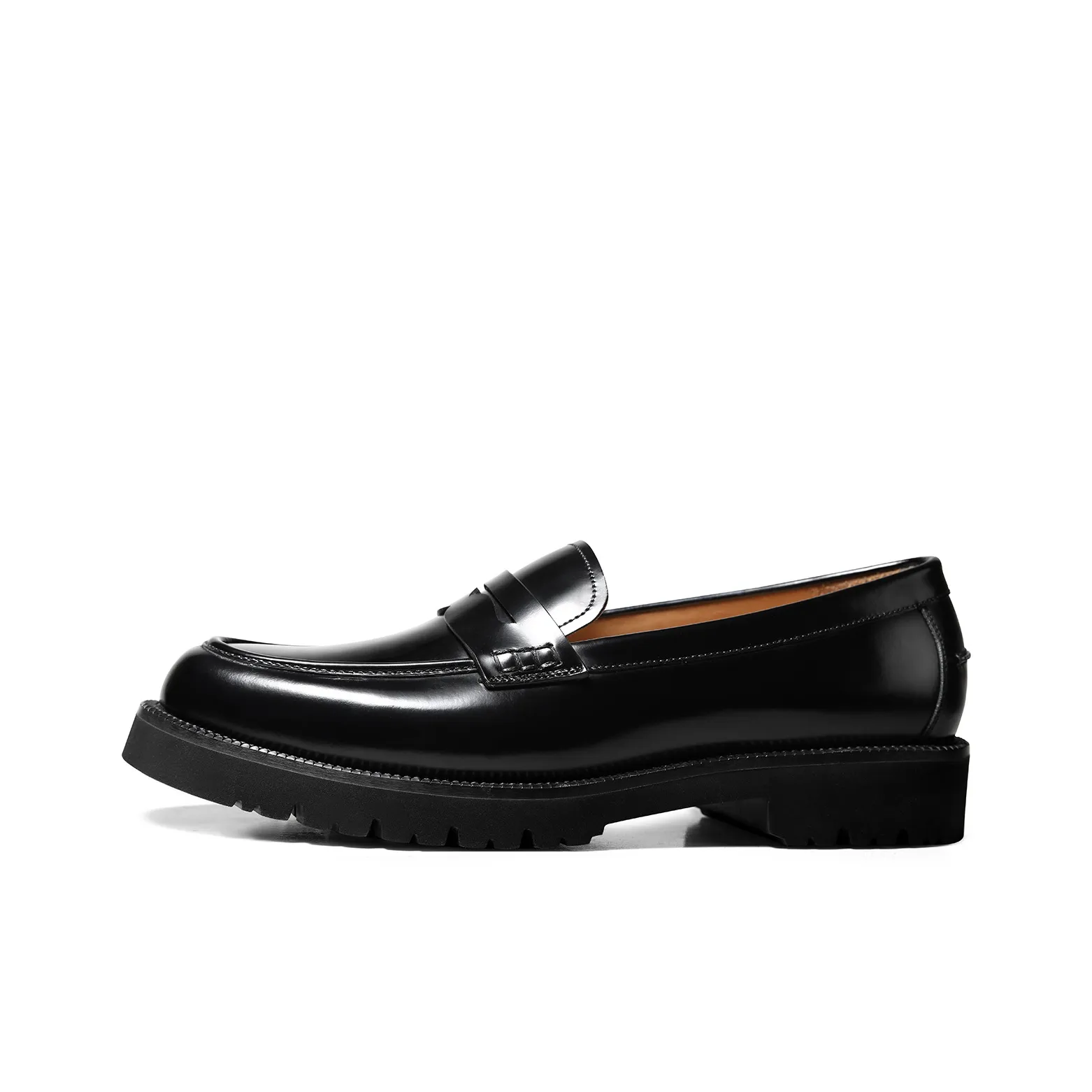 THOM WILLS Casual Slip on Leather Shoes Loafers Men's Black
