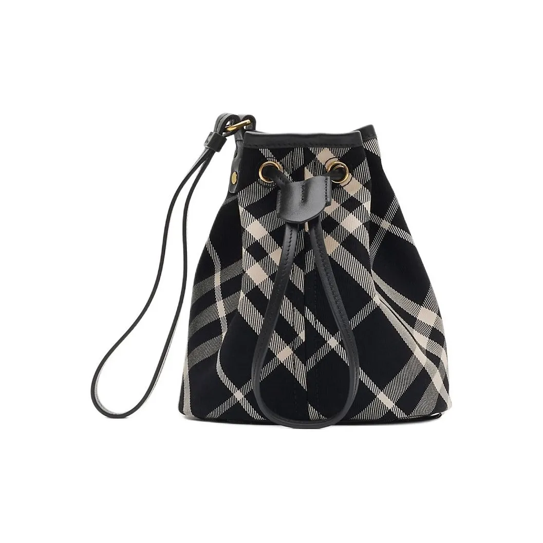 Burberry Cotton With Calfskin Trim Handbag Unisex Black
