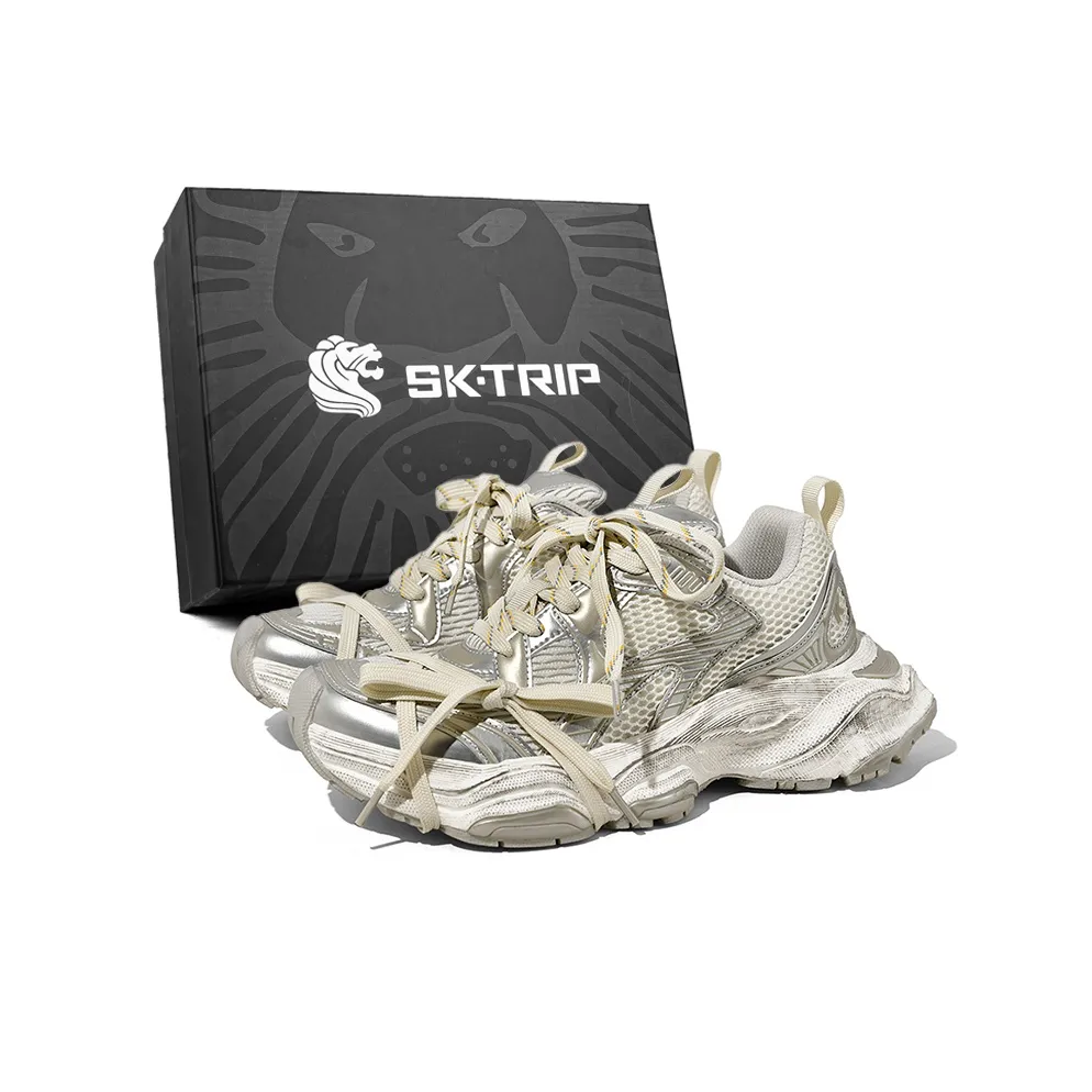 SK.TRIP Claw Collection Chunky Sneakers Unisex Low Top Champagne Gold Regular/Titanium Gray Regular/Jet Black Regular