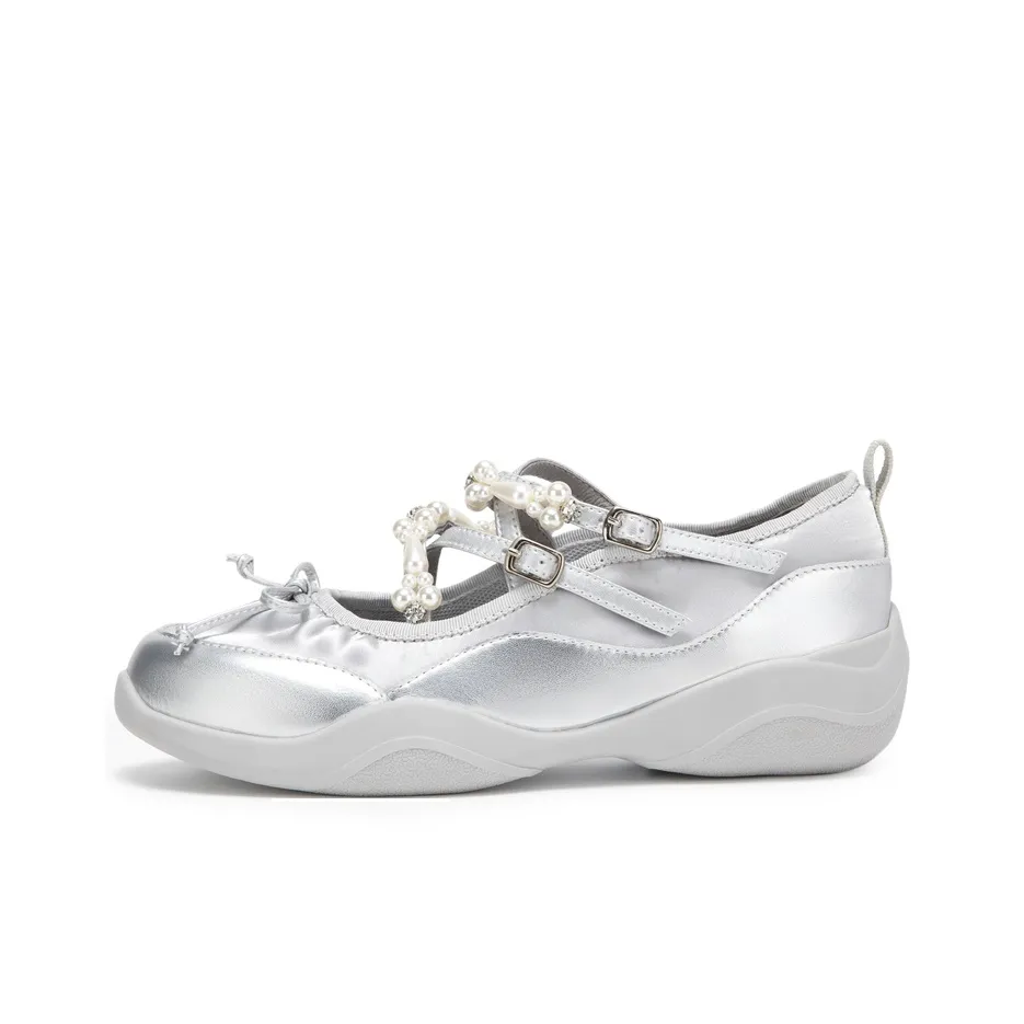 MIO Платформа Туфли Мэри Джейн Женские Серебряные