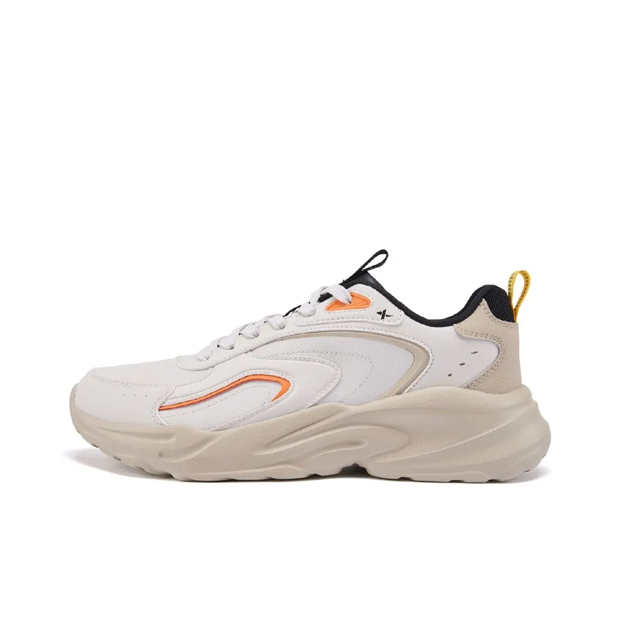 XTEP Cushioning, Slip Resistant, And Abrasion Resistant Low Top Casual Running Shoes Men's White Sand Gray Clay