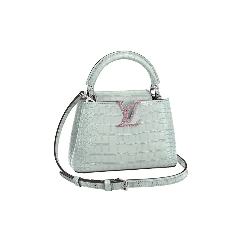 LOUIS VUITTON Capucines Crocodile Leather Capusin Shoulder Crossbody Handbag Mini Women's Pink Blue