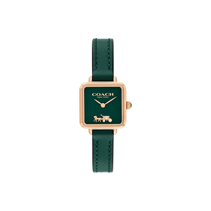 COACH CASS Collection Европейские US Часы Наручные Кварцевый механизм Естественная кожа Ремешок Зеленый циферблат Женские часы