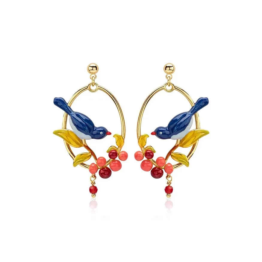 Fariya Медные серьги с 18K золото-покрытием на 925 пробы стерлингового серебра женские