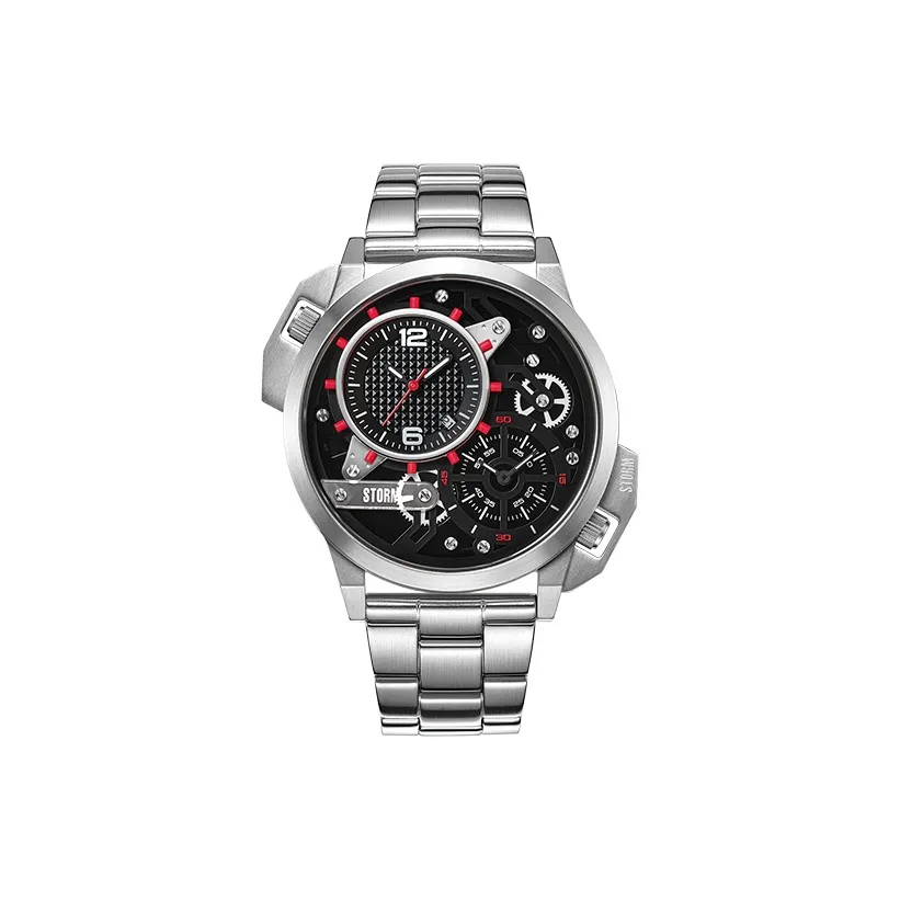STORM DUALATON Collection Мужские часы Кварцевый механизм Ремешок из нержавеющей стали Черный циферблат