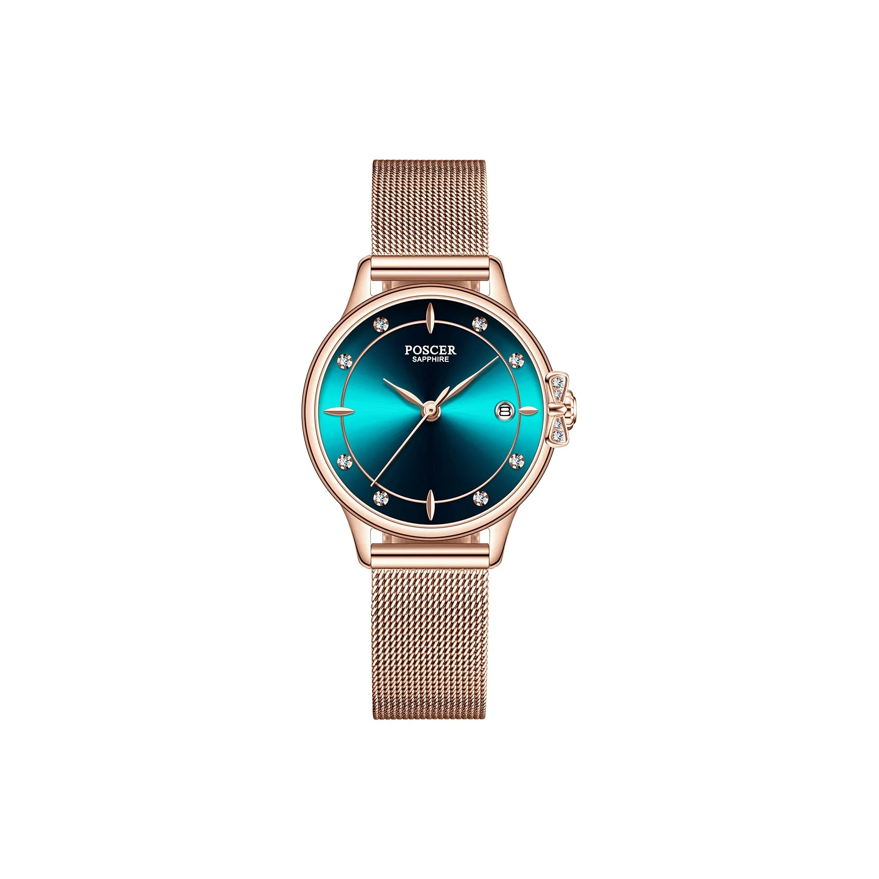 POSCER Кварцевый механизм Часы Женские Зеленый циферблат 50086L.RRL