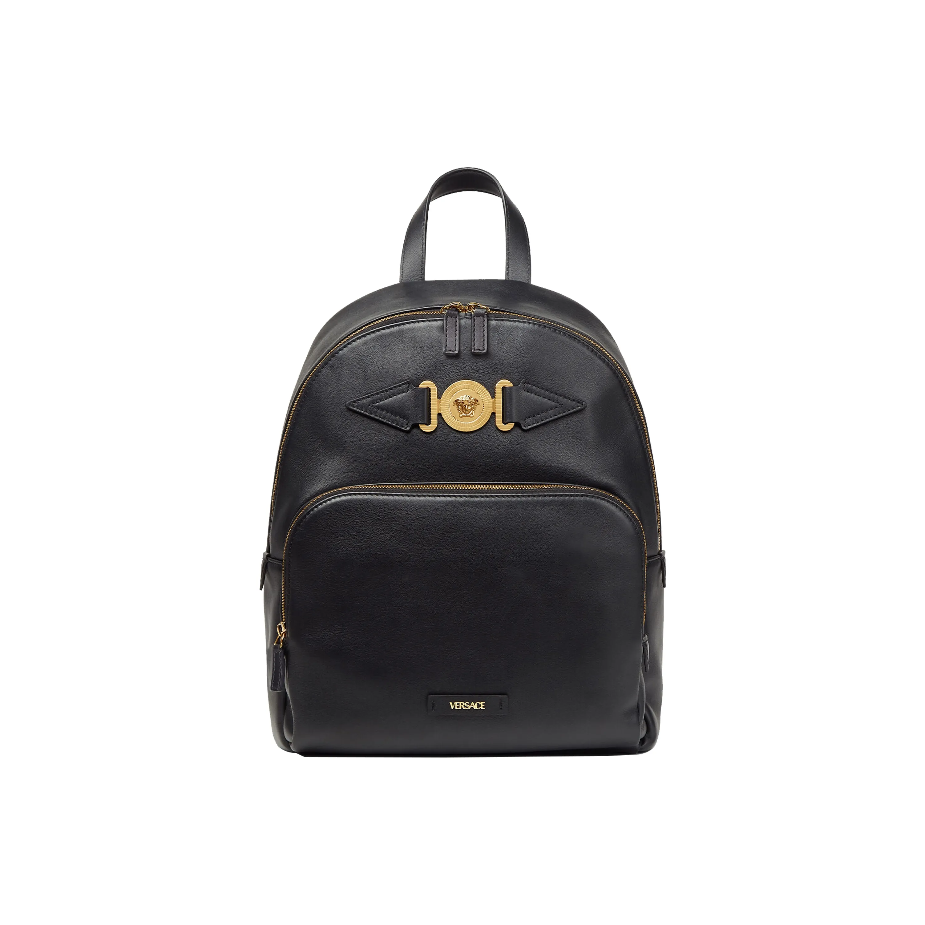 VERSACE Cow Leather Backpack Regular Men's Black