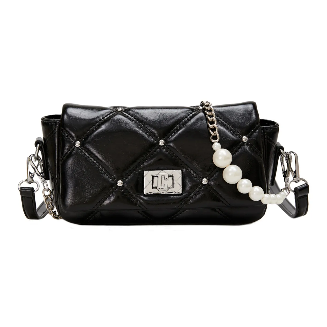 UNITE STAR Pu Shoulder Bag Crossbody Bag Medium Size Women's Black/Silver