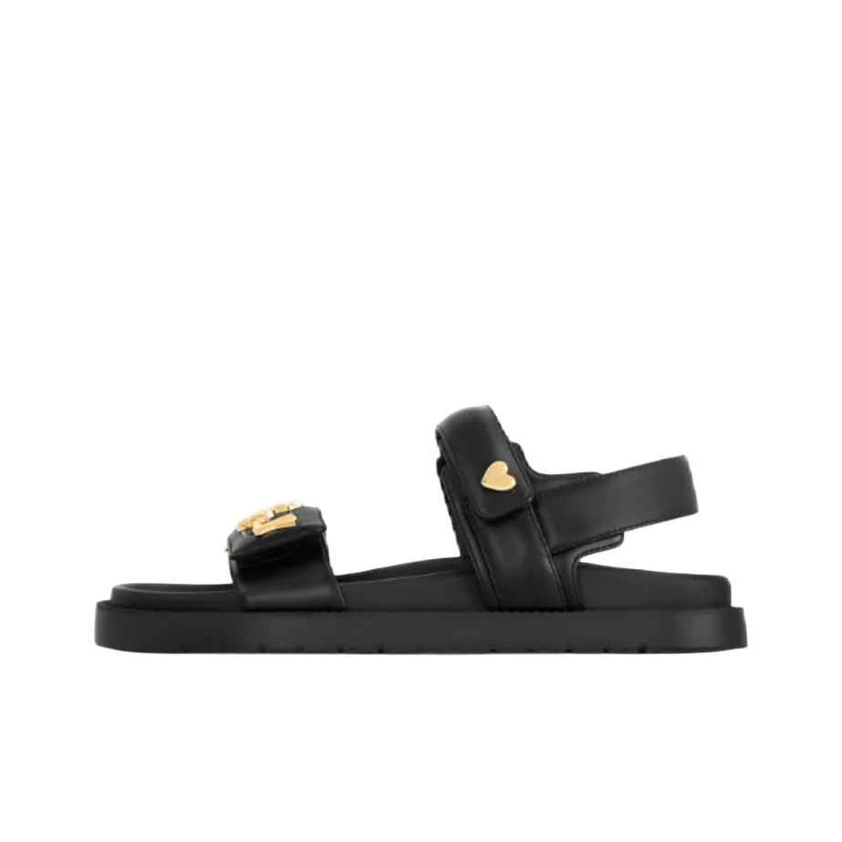 LOUIS VUITTON Sunset Painted Series One Strap Sandals Women's Black