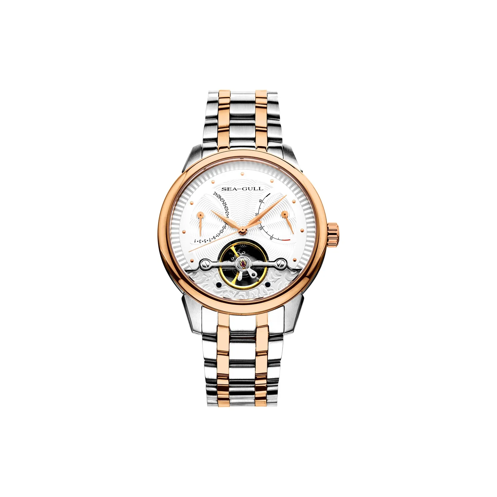 Sea Gull Автоматический Механический Механизм Стальной Ремешок Часы Мужские Белый Циферблат