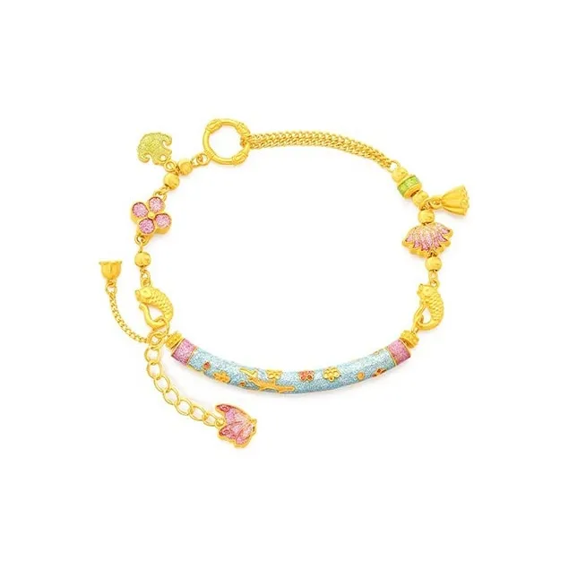 SHARK BABY Сплав Желтый Браслет с бусинами "Good Luck" Аксессуар для рук Женские