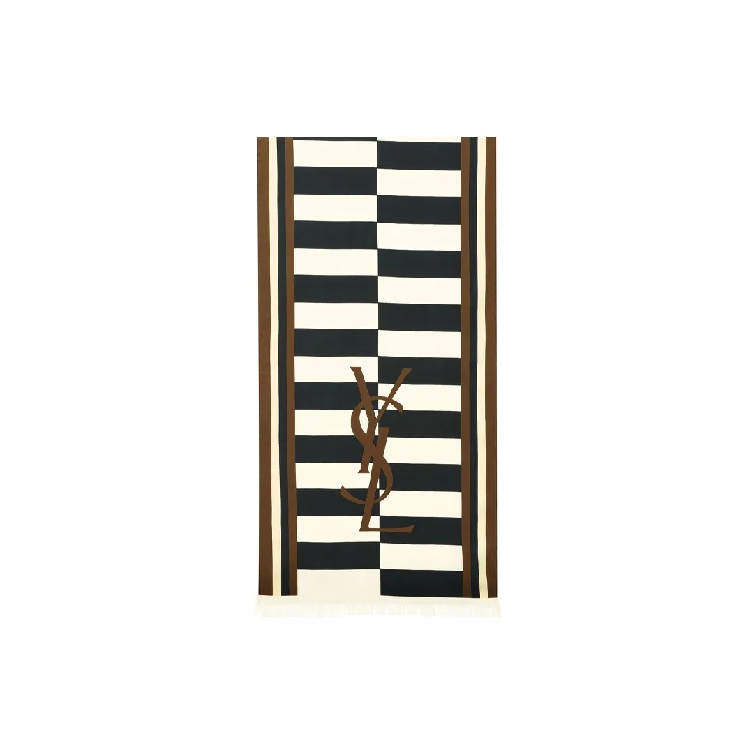 SAINT LAURENT Cassandre Logo Printed Scarf