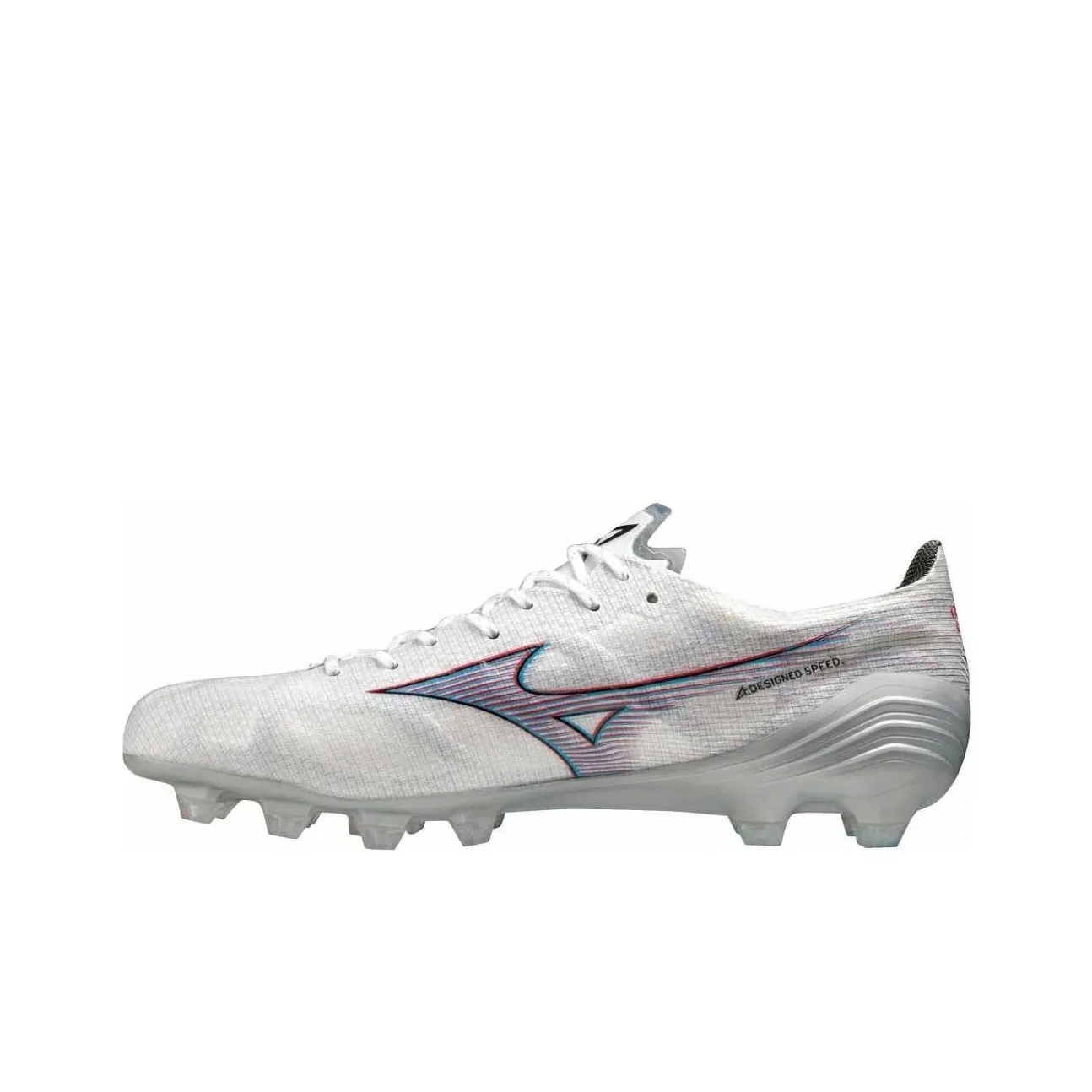 Mizuno Alpha FG Rubber Long Studs Natural Ground Anti Slip Wear Resistant Soccer Shoes Unisex White Red