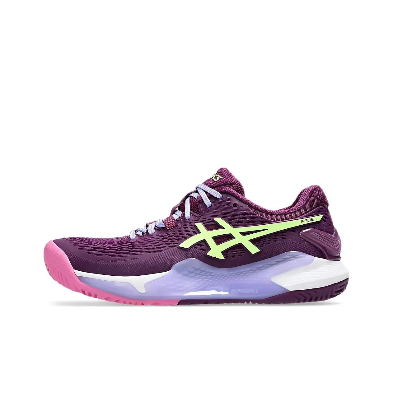 Asics Gel Resolution 9 Padel Deep Mauve Lime Green Women's