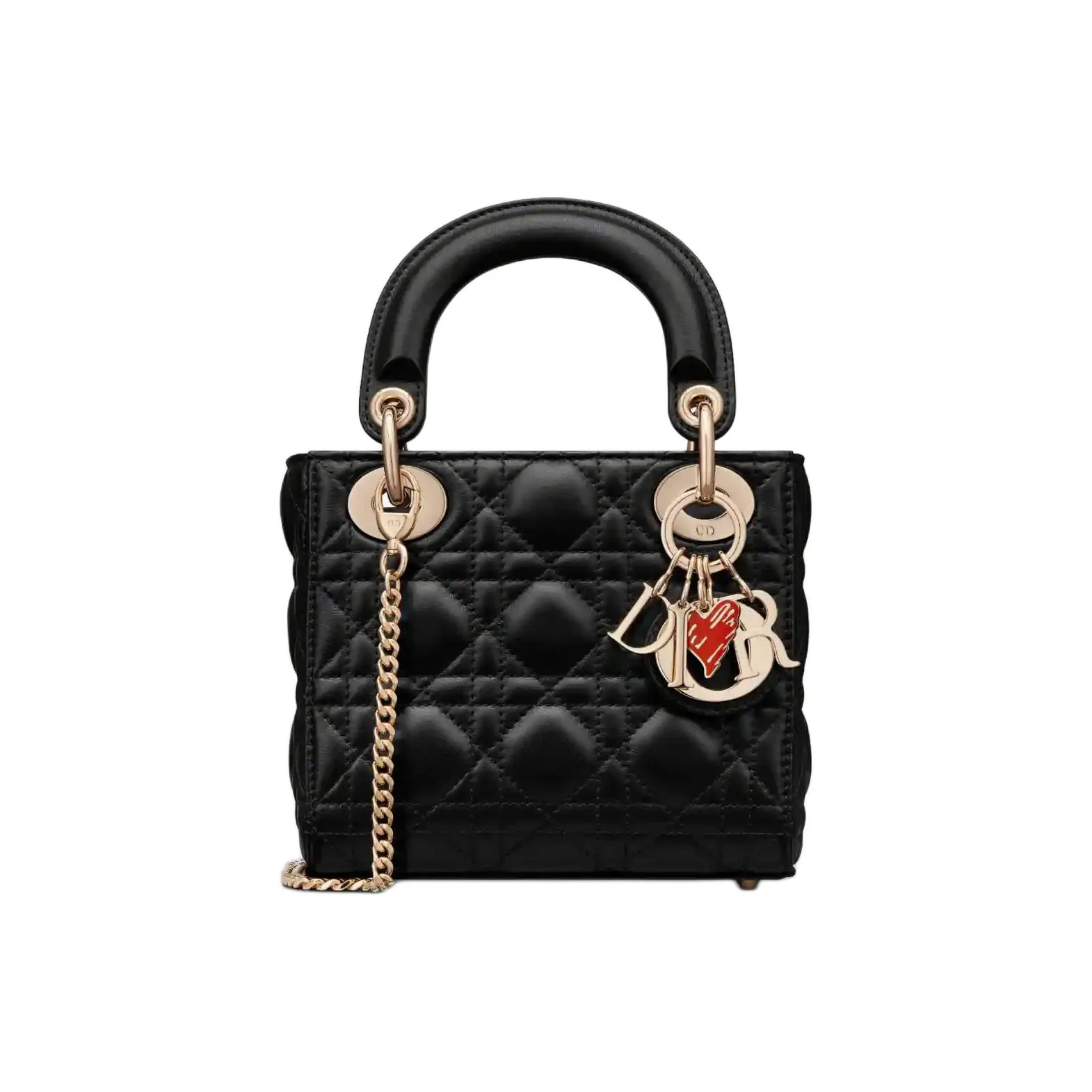 DIOR Lady Dior Cow Leather Lady Dior Bag, Shoulder Bag, Crossbody Bag, Handbag Mini Women's Black
