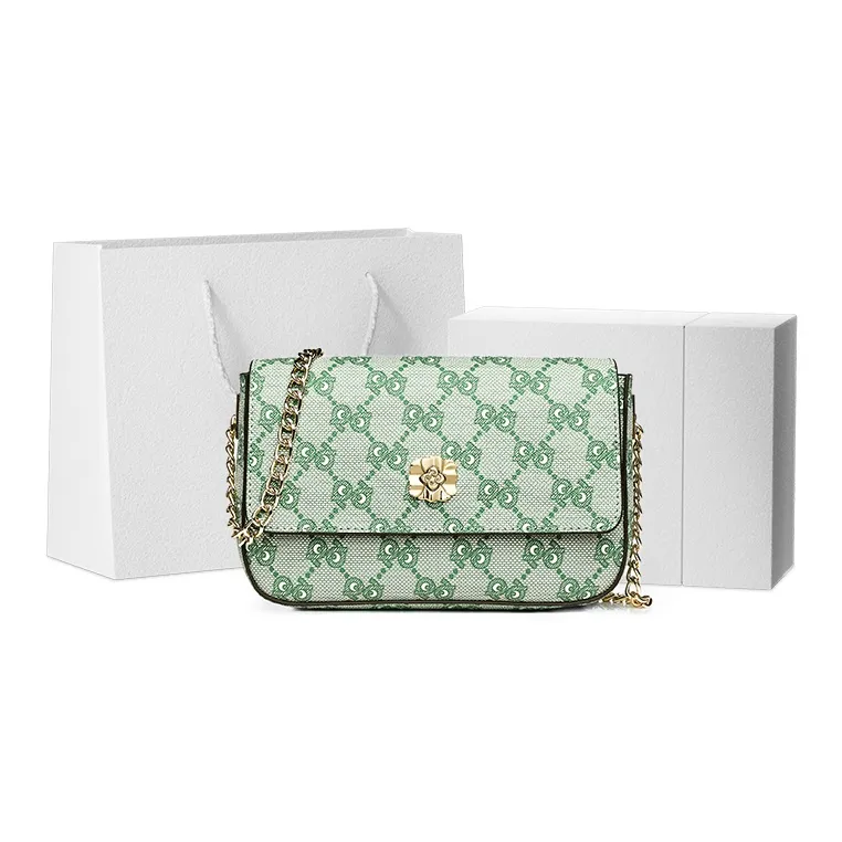 PIERRE CARDIN Pvc Small Square Bag Plaid Pattern Crossbody Bag, Shoulder Bag Regular Women's Green