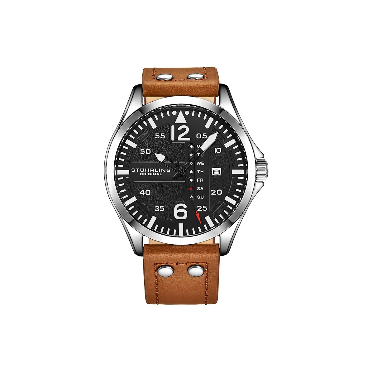 STUHRLING Кварцевый механизм Мужские часы Pilot Collection 43mm*9mm*43mm Черные