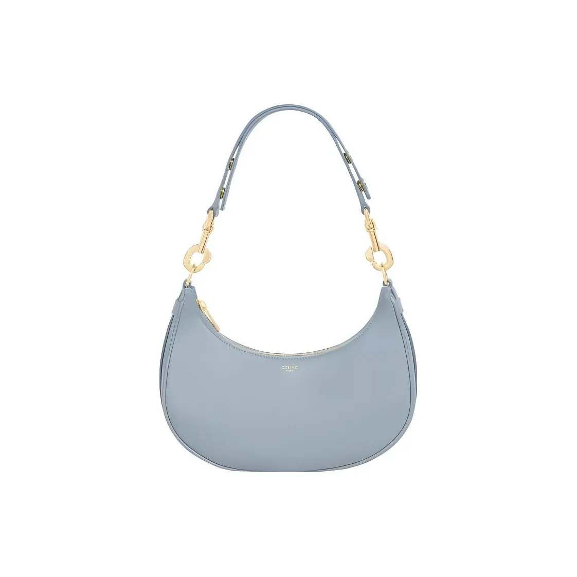 CELINE Smooth Cow Leather Handbag Shoulder Bag Women's Light Blue