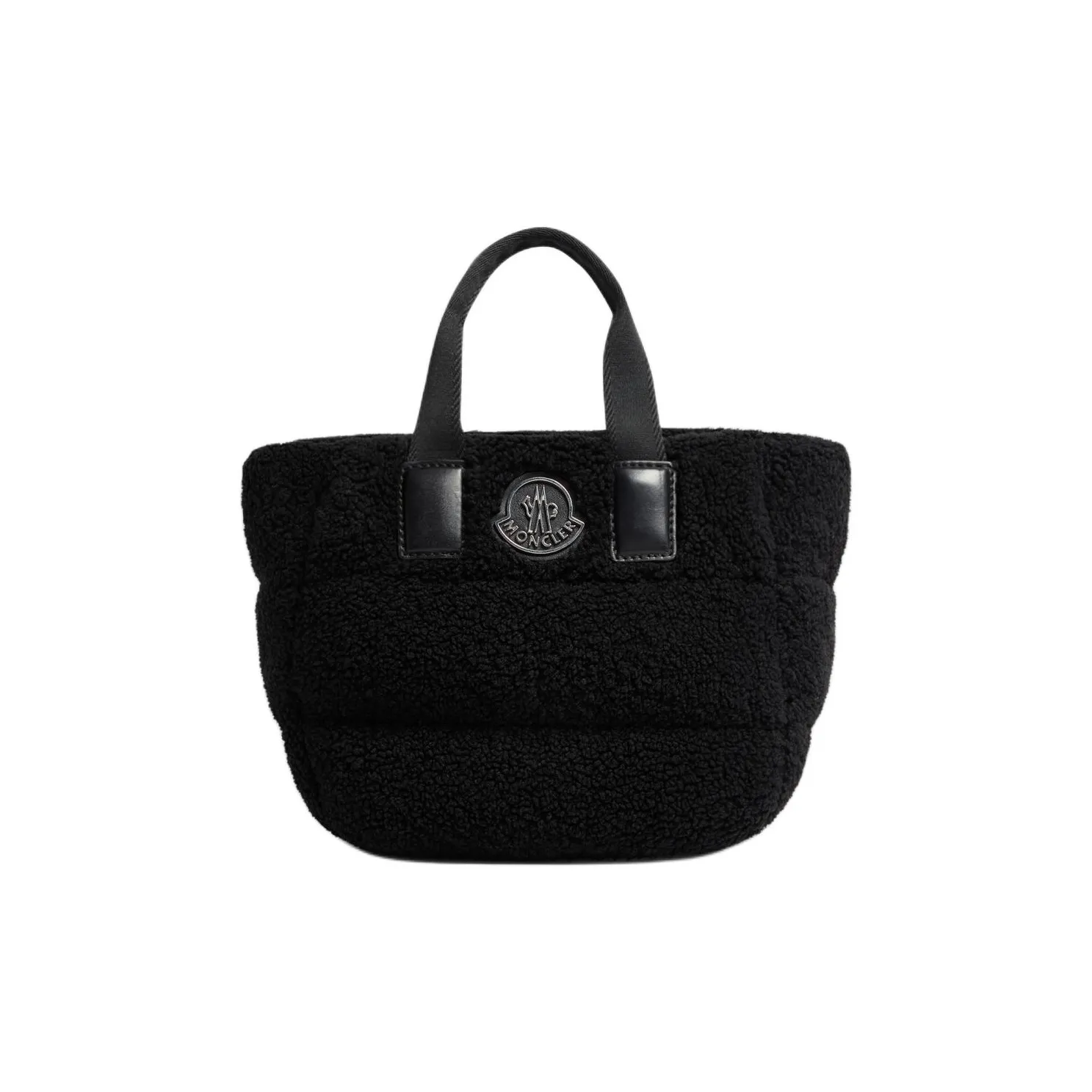 Moncler Teddy Fleece Fabric Tote Bag Shopping Bag Handbag Mini Women's Black