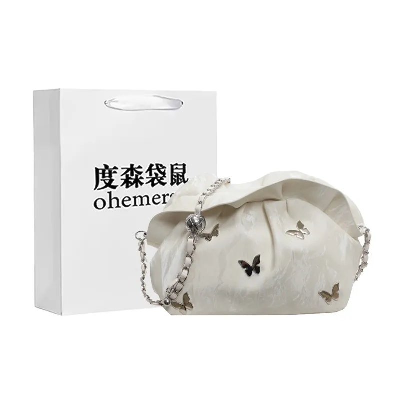 Dusen Kangaroo ПУ (полиуретан) Сумка через плечо Стандартная Женская Экрю Серебряный Синий Черный