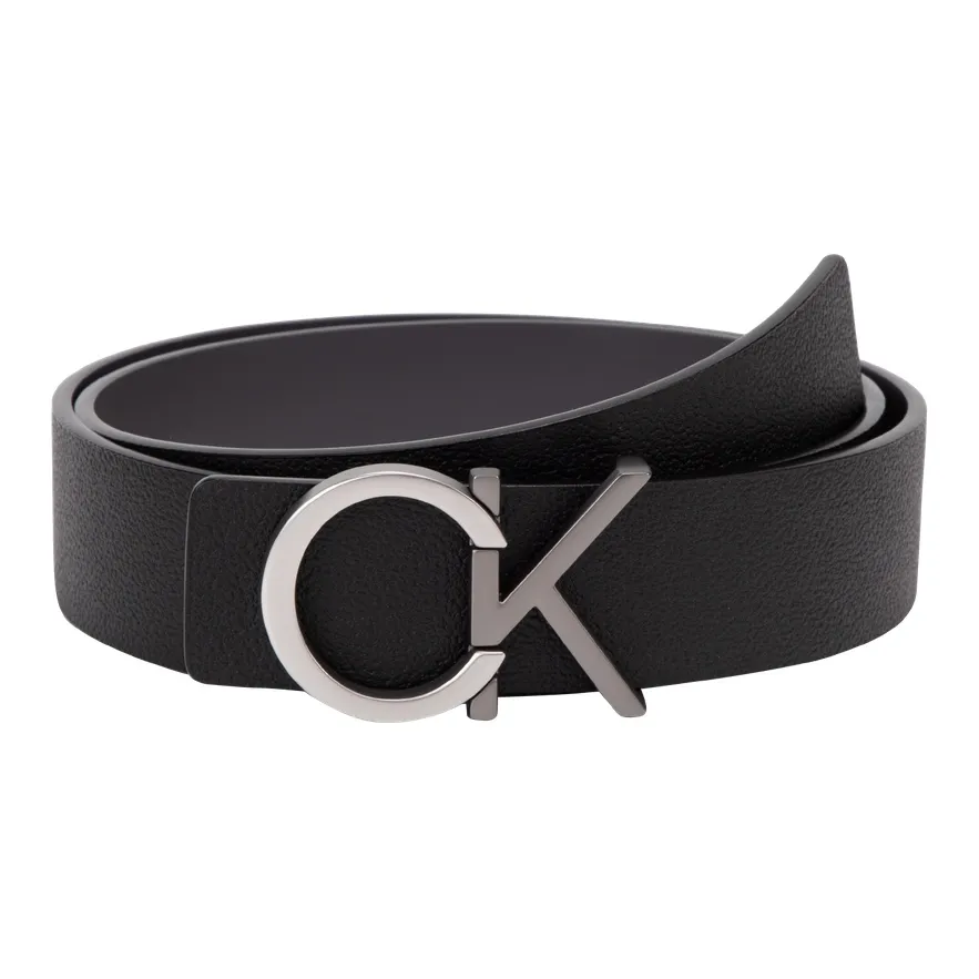 calvin Pouch KLEIN Cow Leather Leather Belts Men's Space Black Width 3.5cm