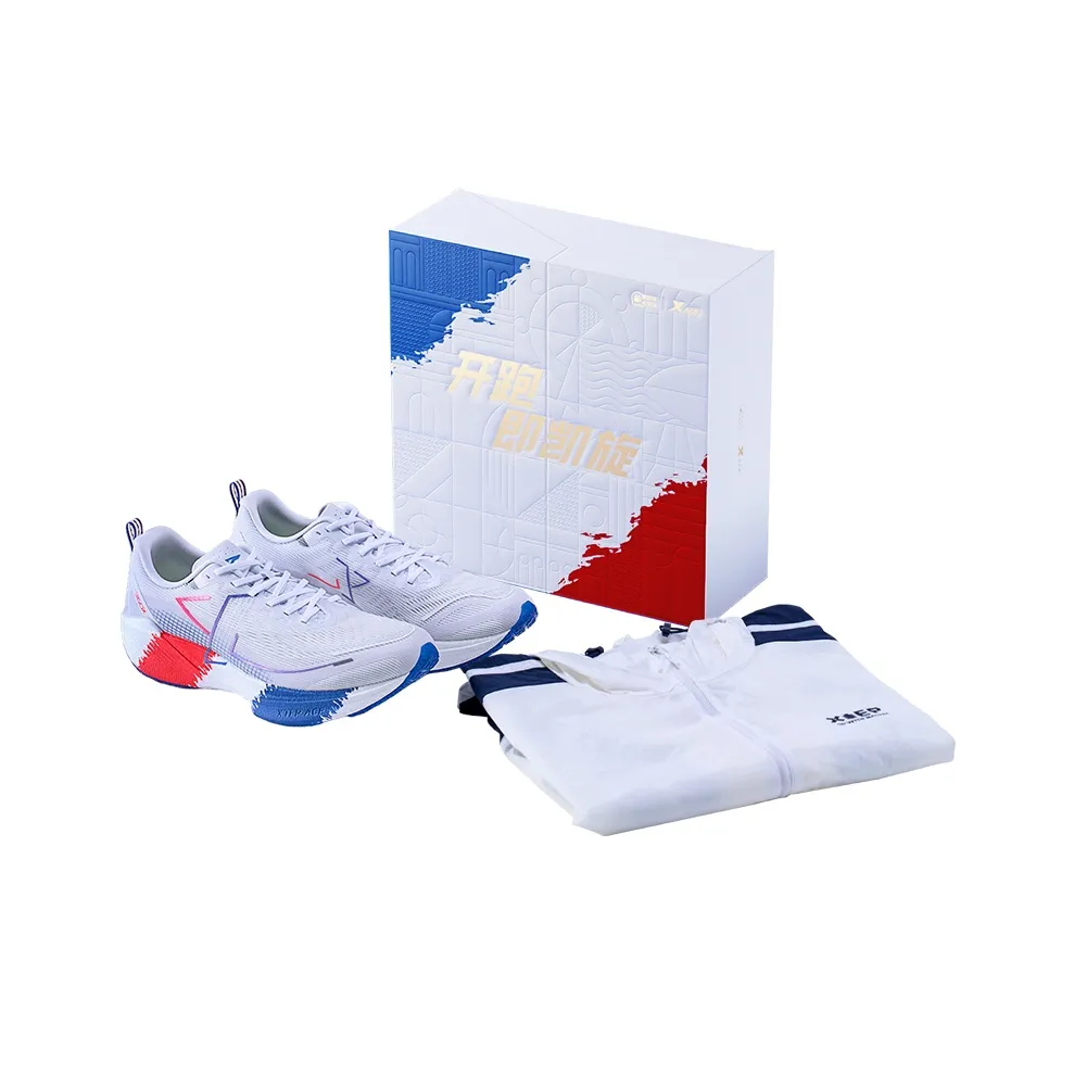 XTEP Беговые кроссовки Низкий Топ Новый Белый/Sunlight Синий/Лазерный Красный Мужской