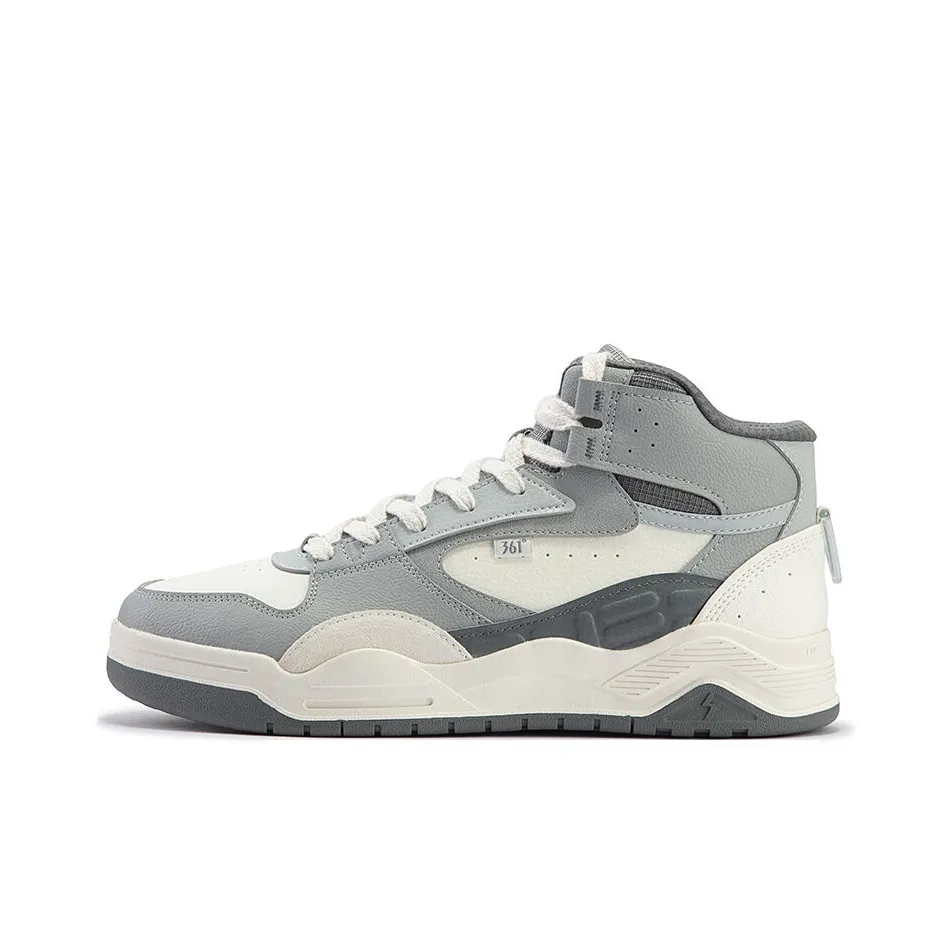 361° Xingran 4 Wear Resistant High Top Skateboard Shoes Men's White Gray