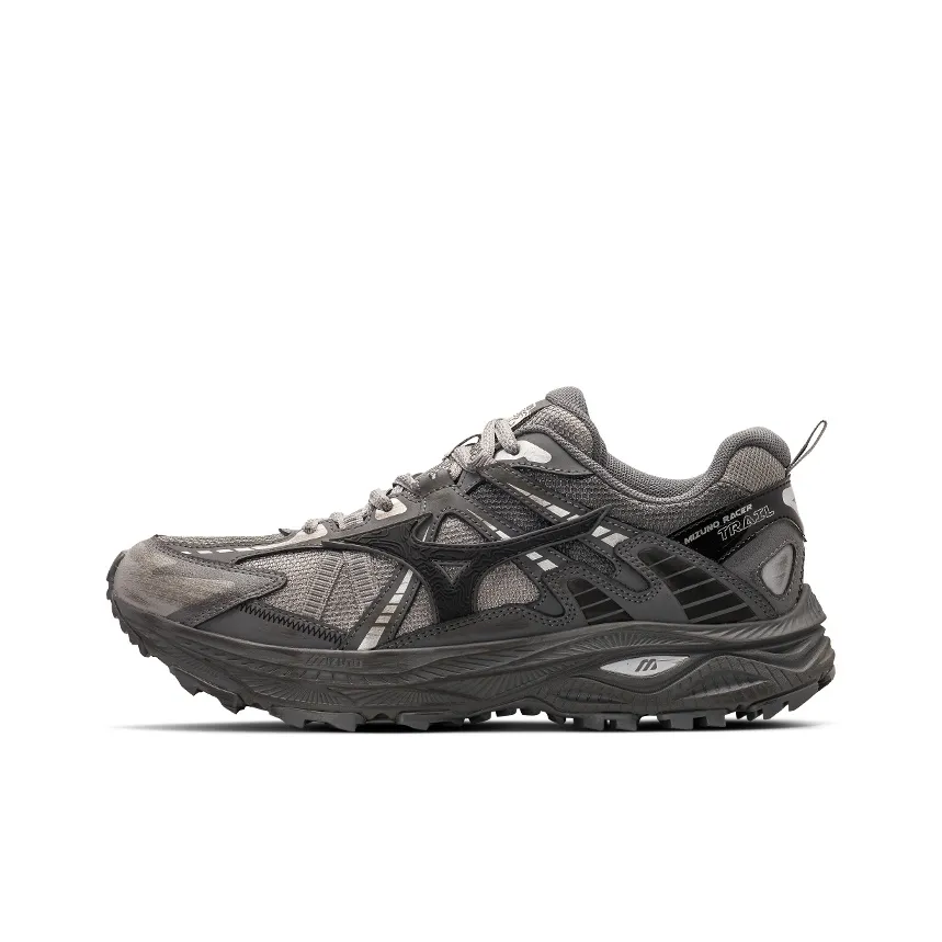 Mizuno Racer Trail Anti Slip And Wear Resistant Breathable Low Top Running Shoes Unisex Gray Black