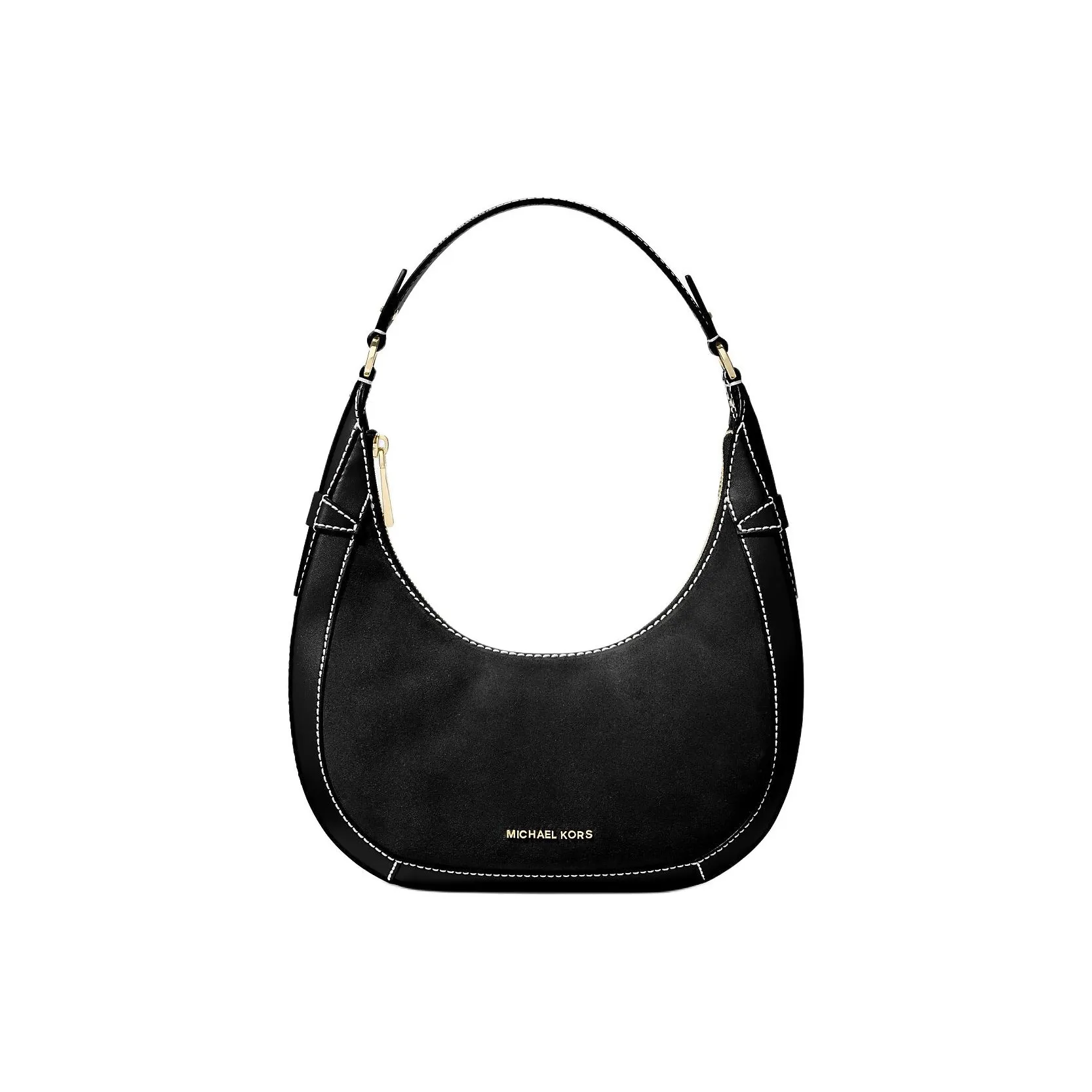 MICHAEL KORS Suede New Moon Handbag, Shoulder Bag Trumpets Women's Black
