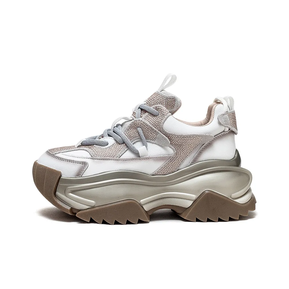 JAY Low Топ Толстая подошва Кроссовки 7 см Женские Бежевые