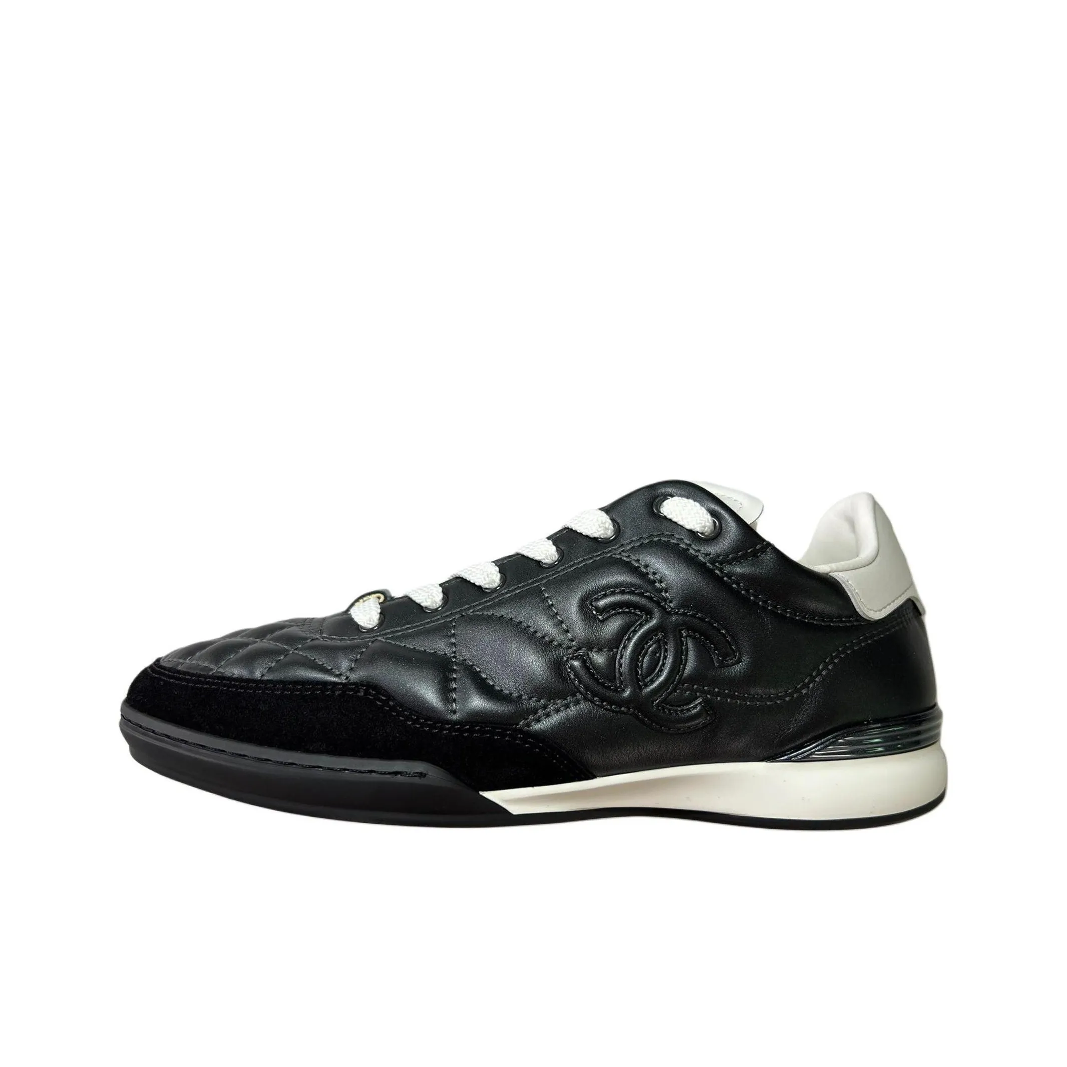 CHANEL 24a Low Top German Army Trainers Casual Shoes Women's Matte Black