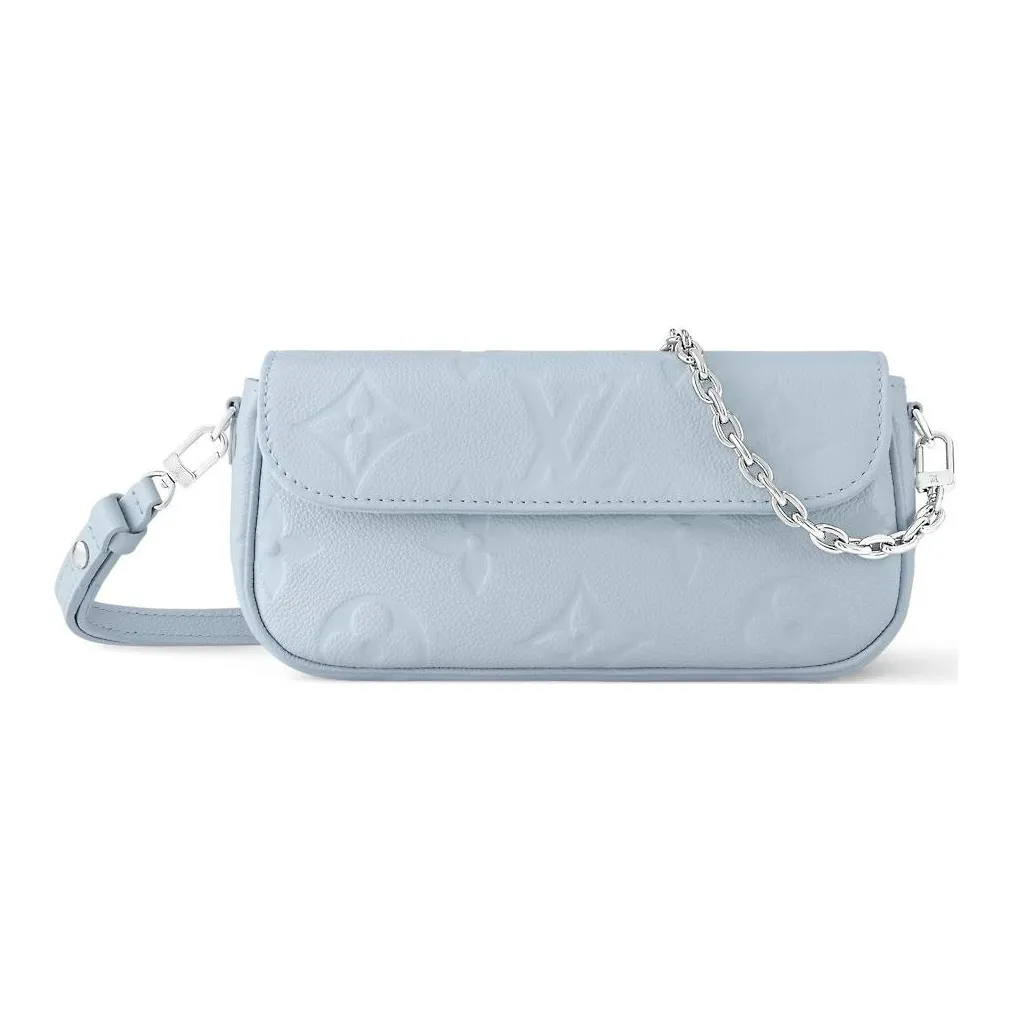 LOUIS VUITTON Monogram Empreinte Embossed Soft Grain Cow Leather Crossbody Handbag Shoulder Bag Women's Blue