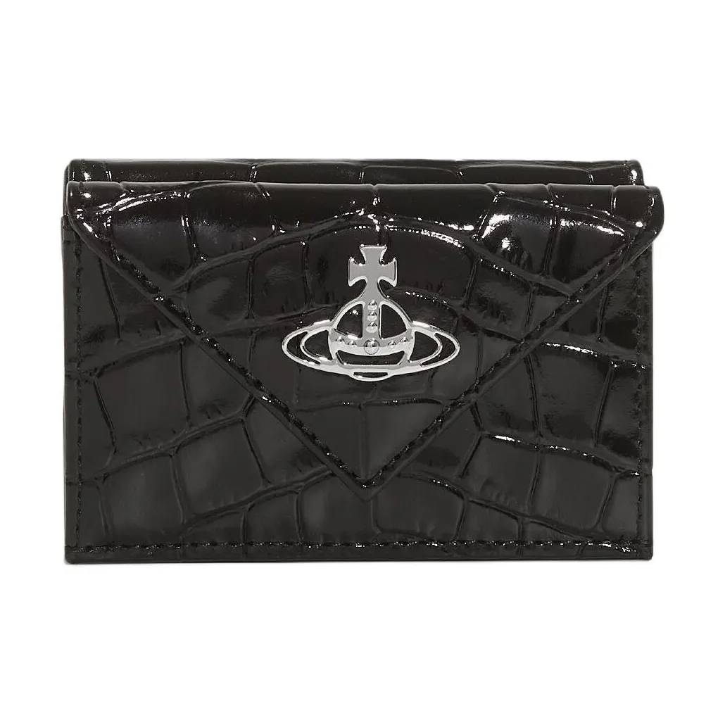 Vivienne Westwood Crocodile Embossed Leather Wallet Women's Black