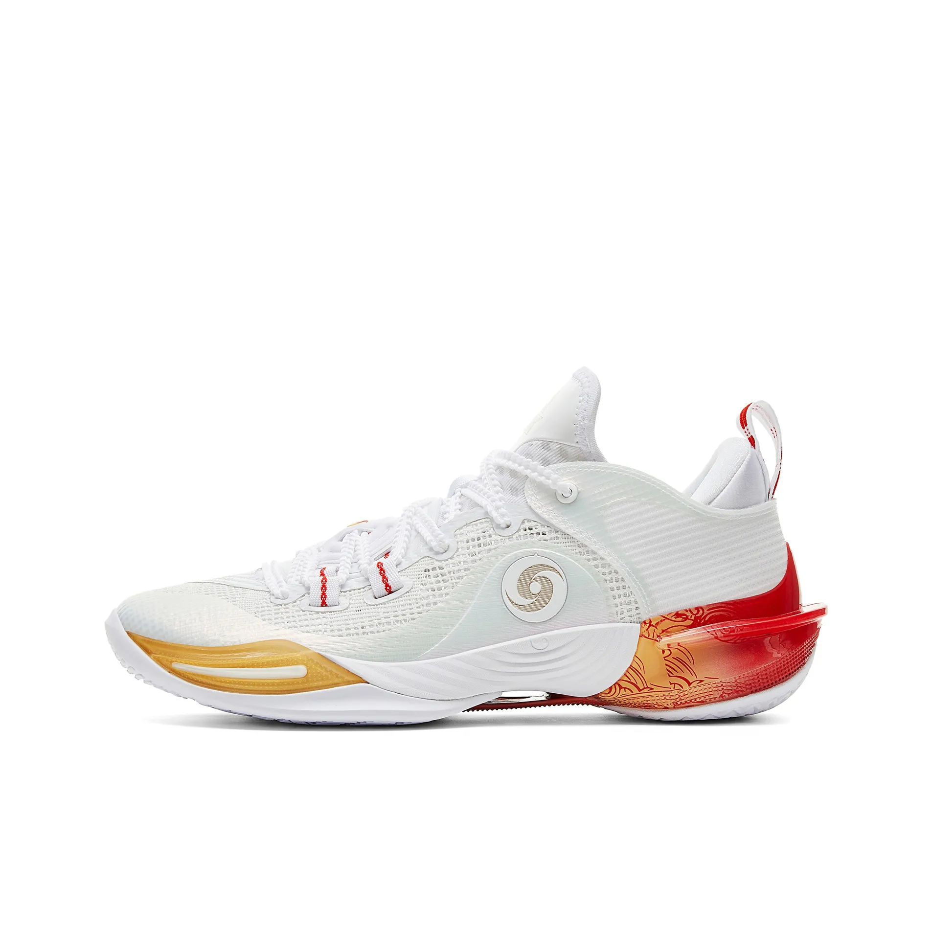 PEAK Basketball Shoes Men's Low Top White Gold Red