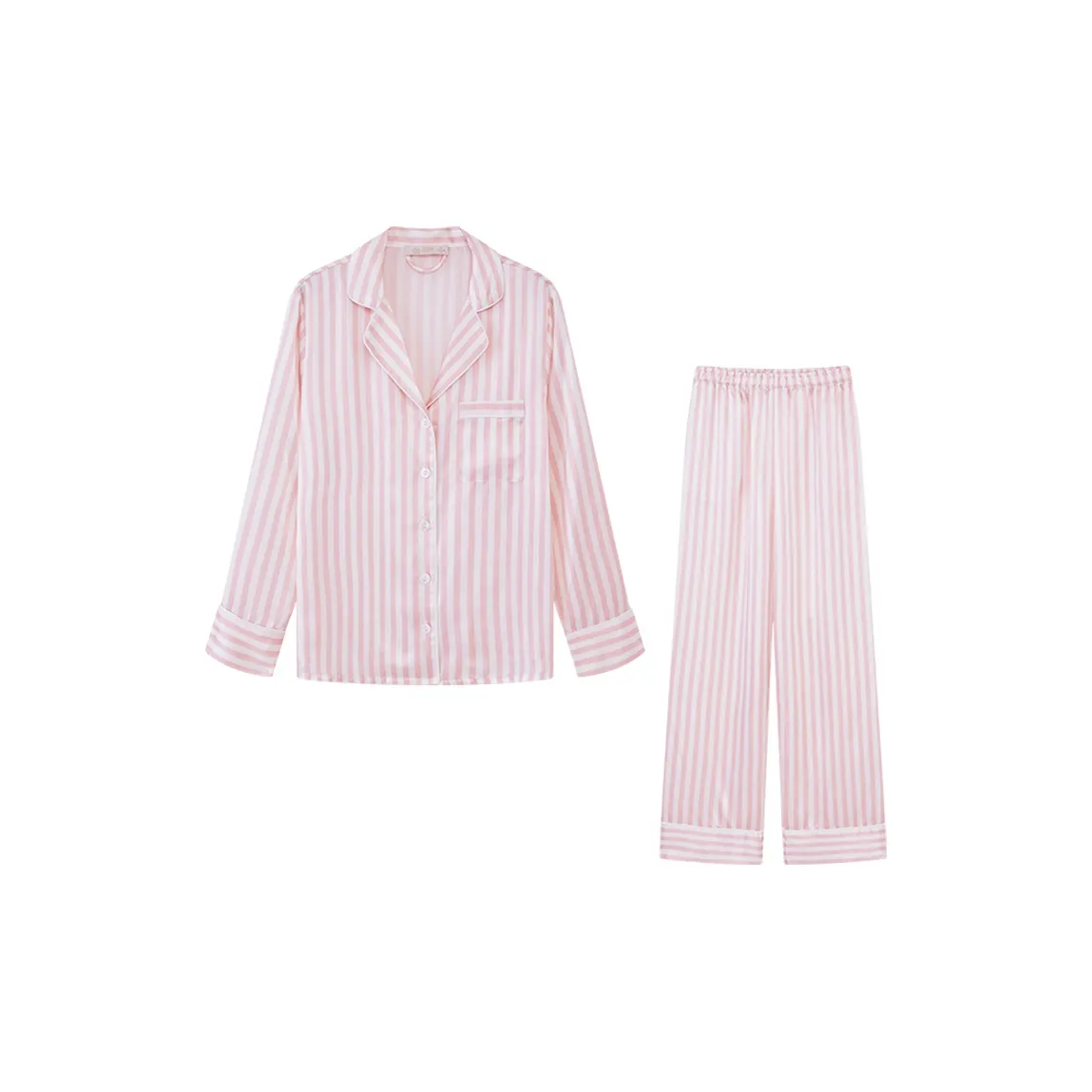 Imperial Palace Long Sleeved Silky High End Loungewear With Designer Style Women's Pink Stripes