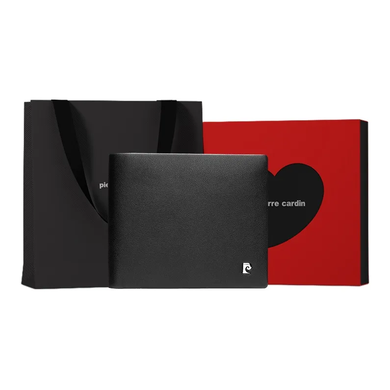 PIERRE CARDIN Коровья кожа узор "чековая ткань" зажим укороченный мужской кошелек стандартный мужской черный