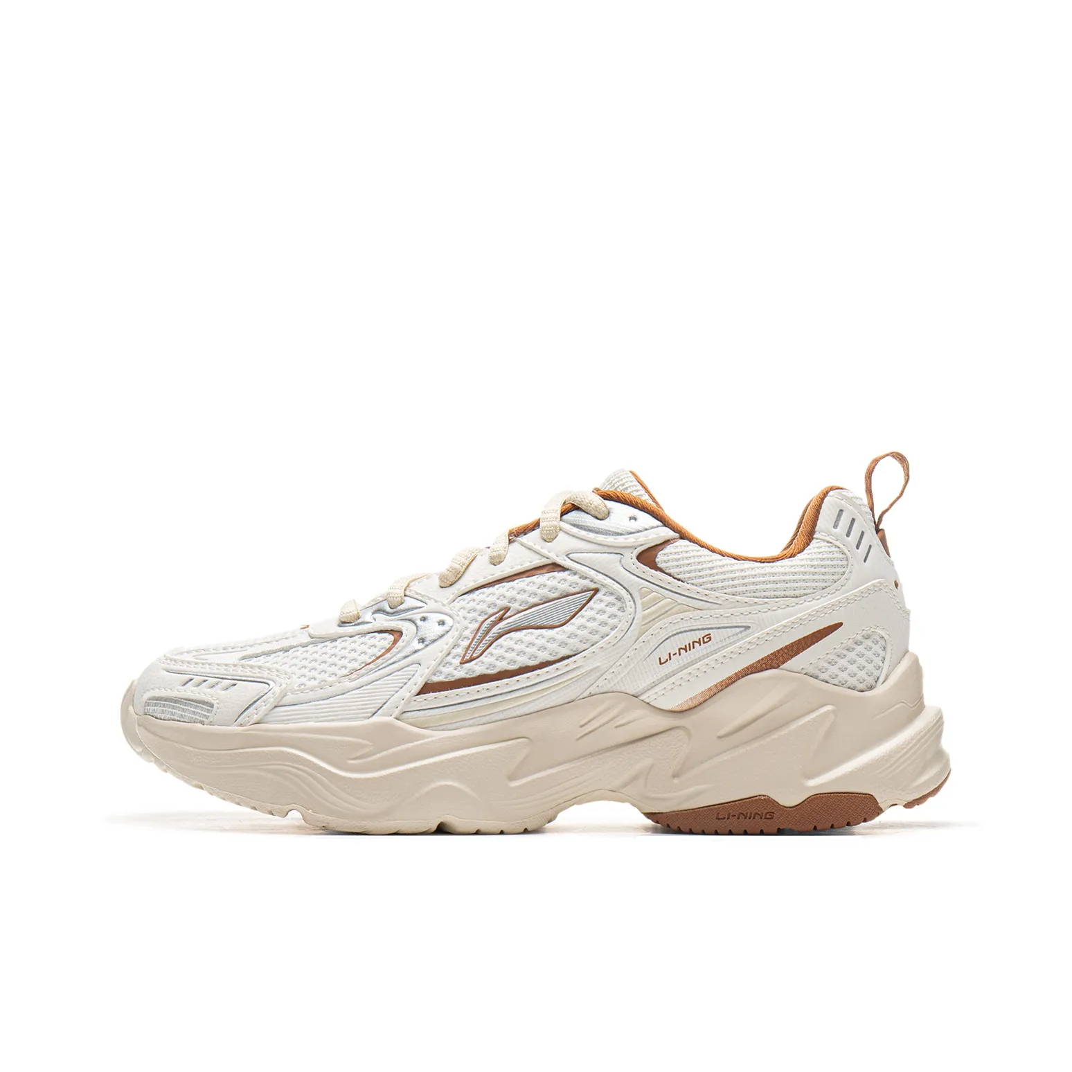 LINING Meteor 2K Амортизаторы Шок Резистентность к Сцеплению Низкий Топ Кроссовки с Толстой Подошвой Женские Белый Умбра