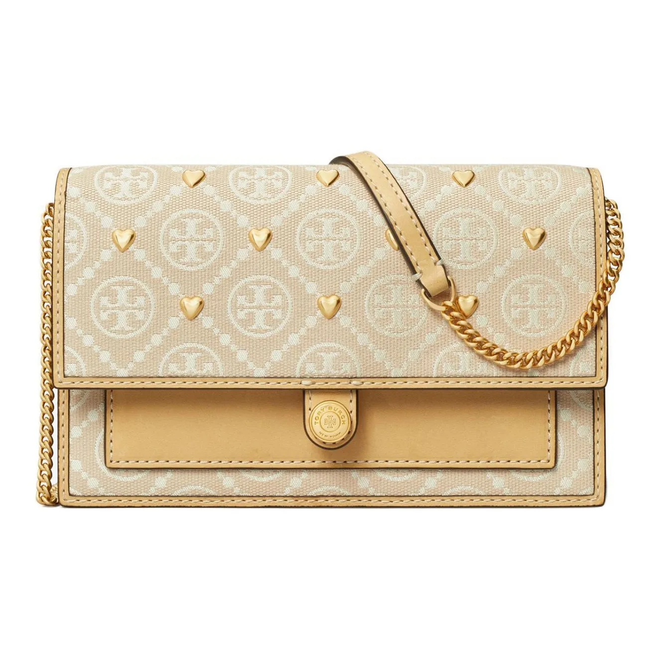 TORY BURCH Jacquard Fabric With Leather Shoulder Bag Crossbody Bag Women's Ivory White Multicolor