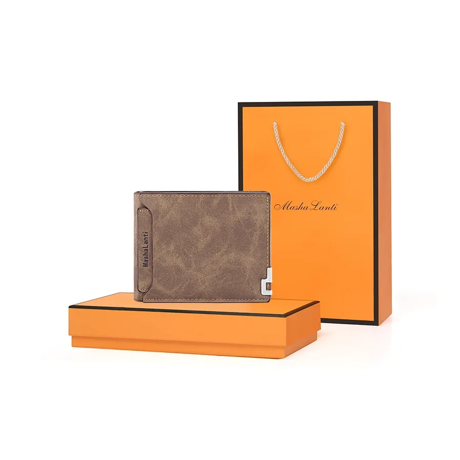 MashaLanti Microfiber Card Holder With Money Clip Men's Coffee