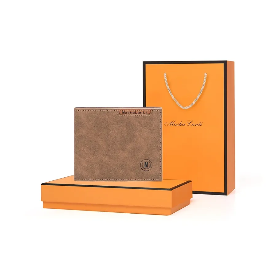 MashaLanti Microfiber Synthetic Leather Wallet Men's Coffee