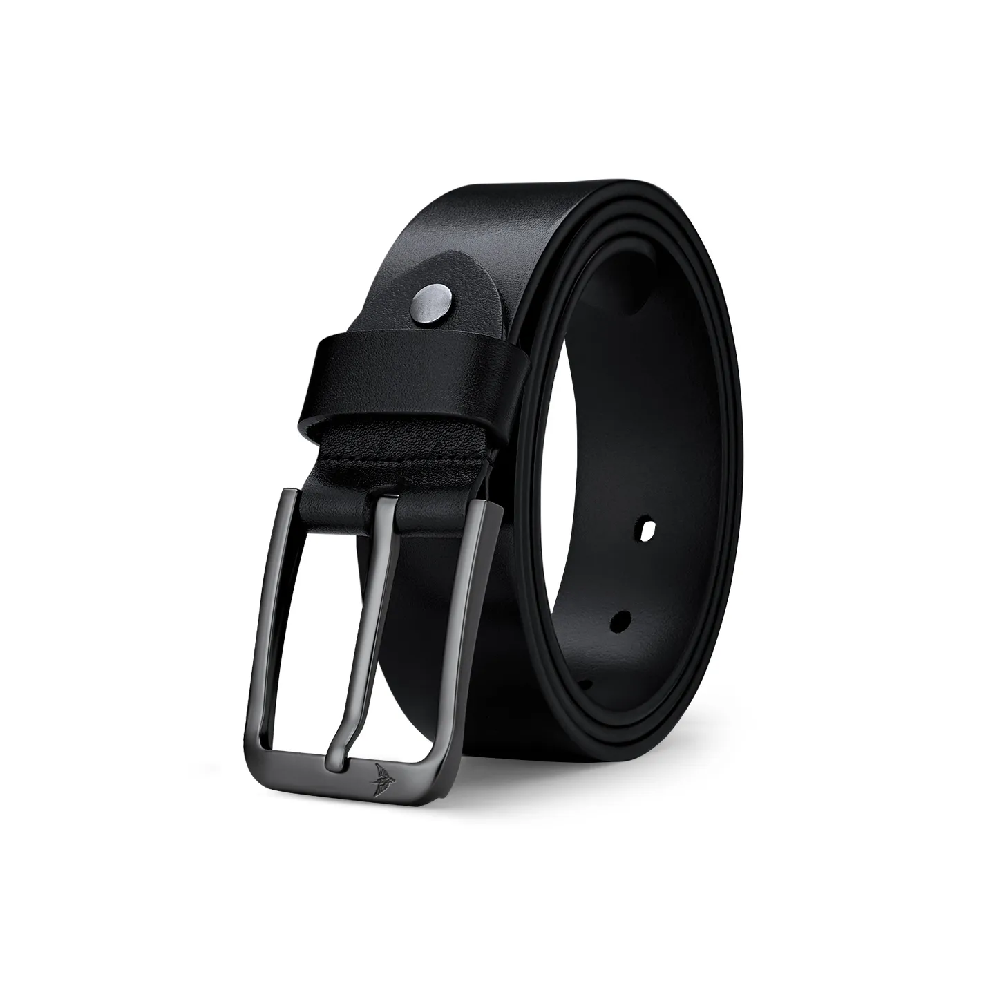 WilliamPOLO Cow Leather Belts Men's Gunmetal Buckle Black Width  3.8cm