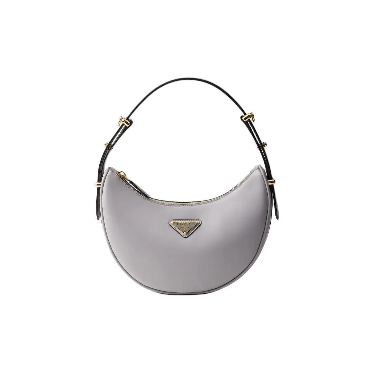 PRADA Leather Handbag, Shoulder Bag Women's Granite Gray