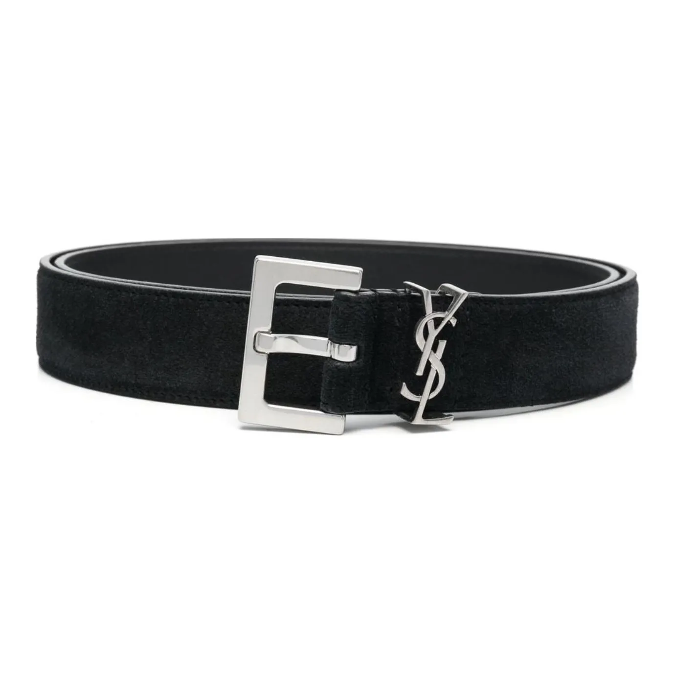 SAINT LAURENT Logo Plaque Buckled Belt
